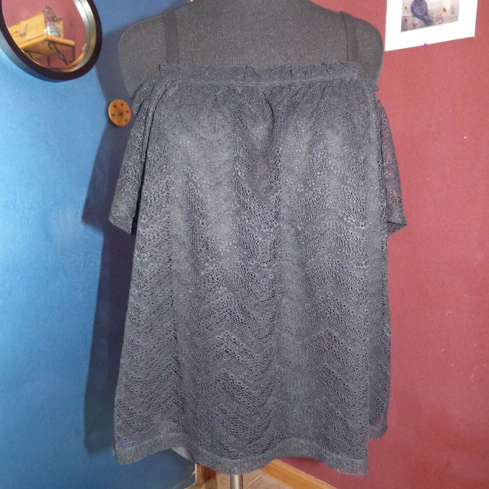 Torrid BLACK LACE COLD SHOULDER TOP 1 1X 14 16